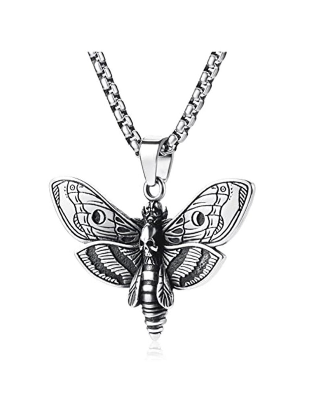 Stainless Steel Gothic Skull Pendant Necklace Punk Biker Hip-hop Jewelry
